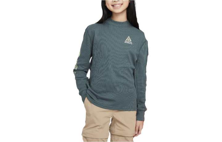Nike Nike Sweatshirt Kids' Apparel Loose Waffle Long Sleeve Top Vintage Green Kids'