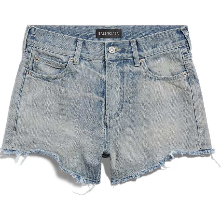 Balenciaga SS24 Denim Shorts Regular Fit Women's Light Blue