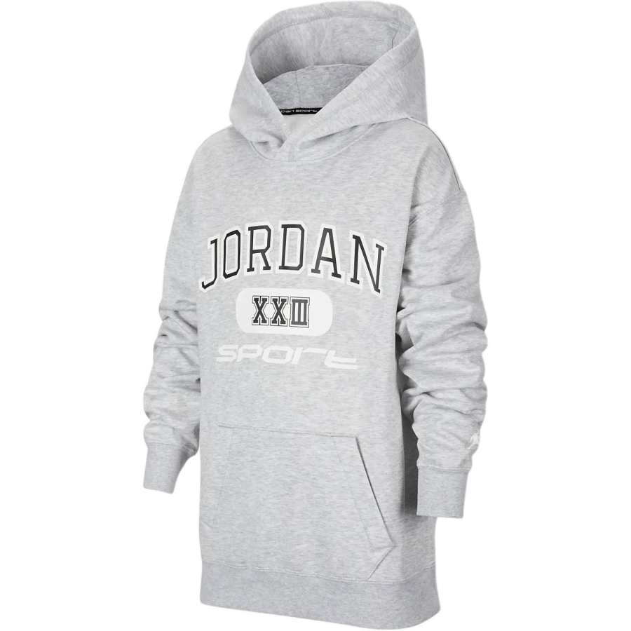 Jordan Jordan Sweatshirt Sport Casual Sports Soft Fleece Lined Hood Light Heather Gray Teenagers