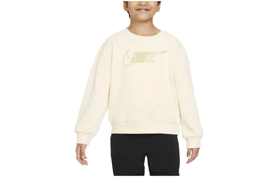 Nike Nike Sweatshirt Kids' Apparel Club Letter Crew Neck Fleece Lined Casual Coconut Milk Kids'