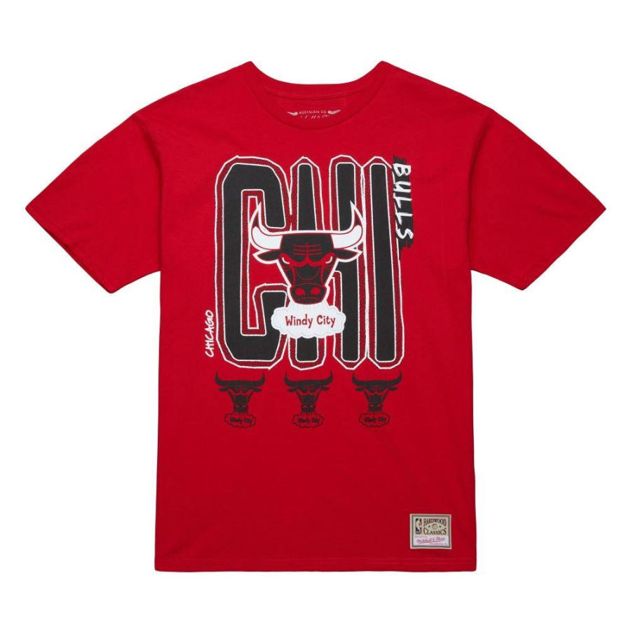 Mitchell Ness SU25 100% Cotton T Shirt Unisex Red