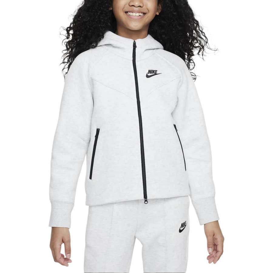 Nike Nike Jackets & Coats Sportswear Tech Fleece Older Kids' Girls' Full Zip Hoodie Light Gray Teenagers