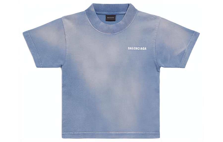 Balenciaga T Shirt FW23 Regular Fit Blue Kids'