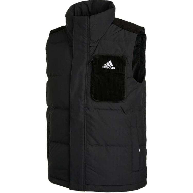 Adidas Adidas Solid Color Stand Collar Zippers Brand Logo Print Vest Teenagers