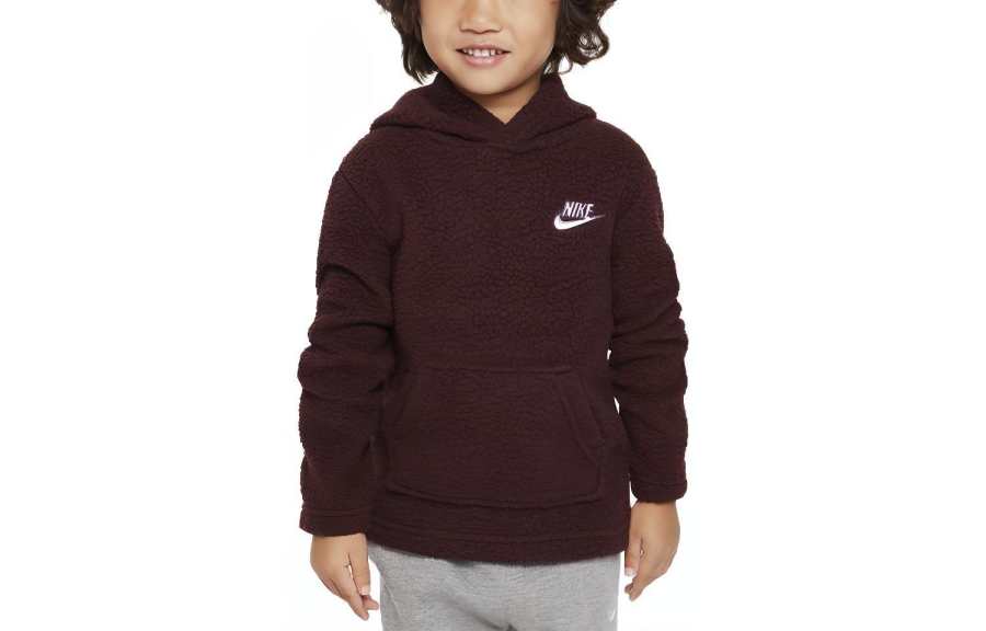 Nike Nike Kids' Apparel Sportswear Sherpa Pullover Hoodie Sweatshirt Brown Infant And Toddler