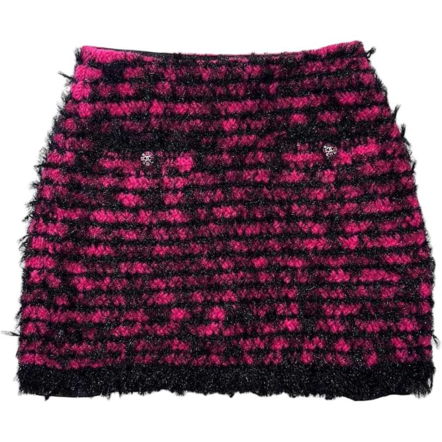 CHANEL Casual Short Skirts Women's Black Red