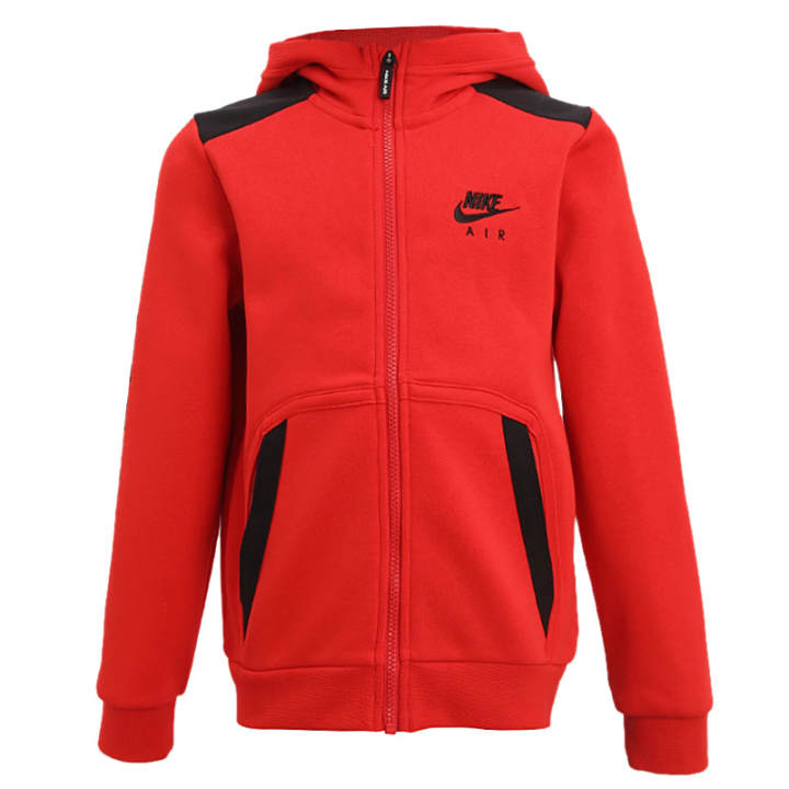 Nike Nike Jacket Fleece Lined Hooded Zippers Letter Red Black Teenagers