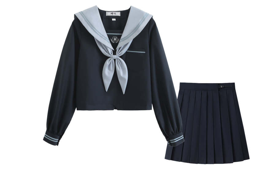 SHENBEI JK Uniforms Women's Navy Collar Moderate Short Pleated Skirt