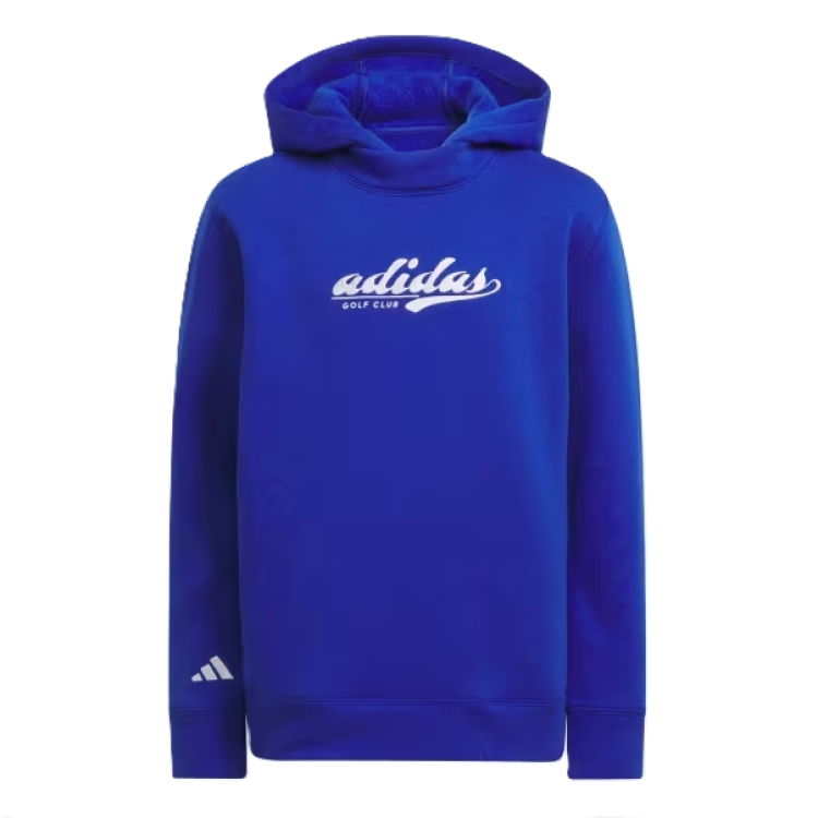 Adidas Adidas Sweatshirt Letter Print Hooded Long Sleeved Fleece Lined Royal Blue Teenagers