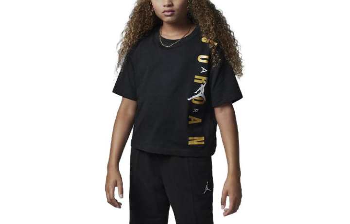 Jordan Jordan T Shirt Kids' Apparel 'Time To Shine' Tee Black Kids'