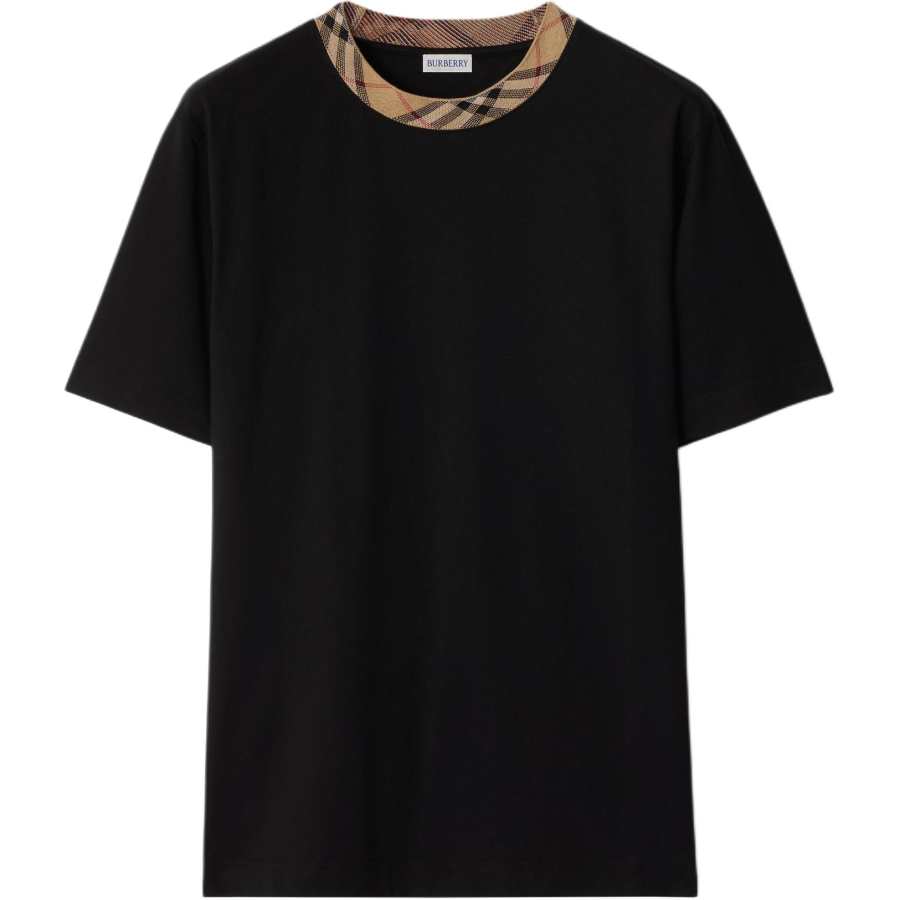 Burberry Check-Trim Crewneck T-Shirt