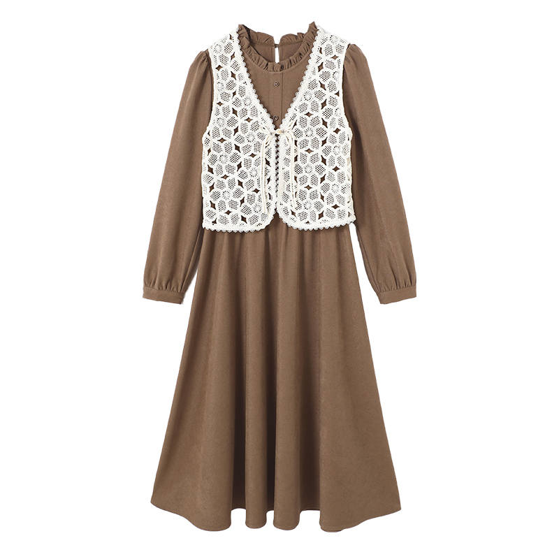 XIANGYING Skirt Set Women's Camel