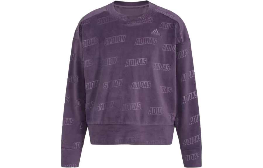 Adidas Adidas Kids' Apparel Velour Crew Nk Pulovr Sweatshirt Purple Kids'