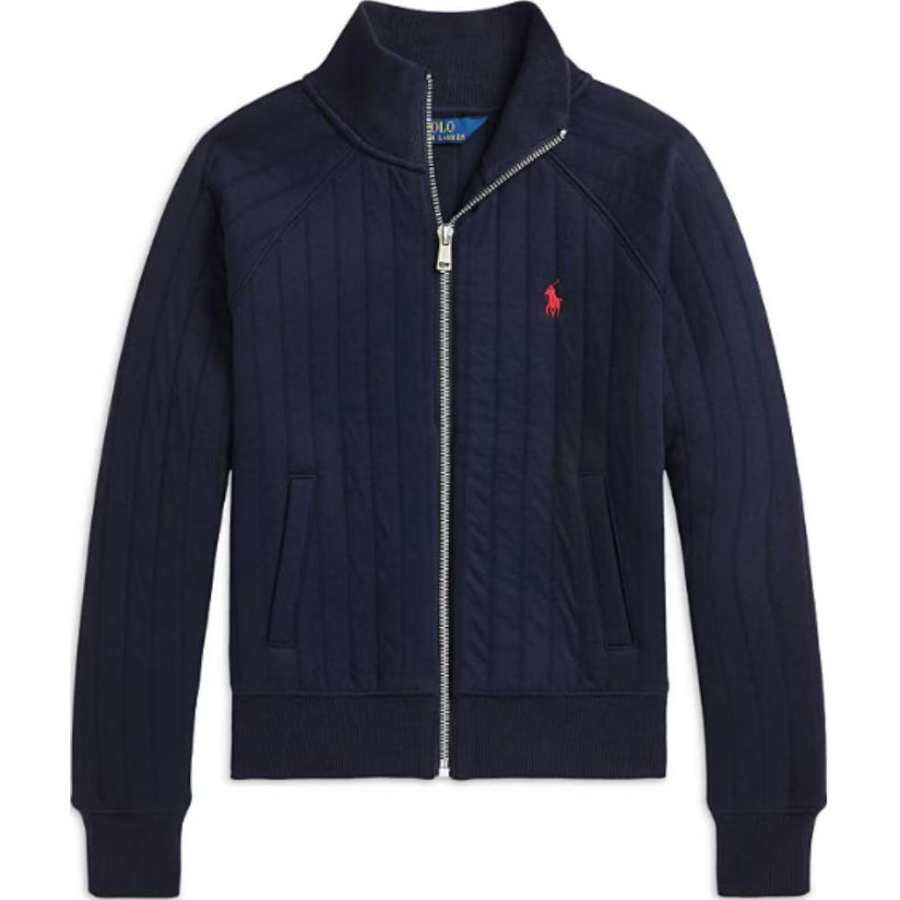 Polo Ralph Lauren FW24 Solid Color Quilting Pony Embroidery Zip Closure Long Sleeved Jackets & Coats Marine Blue Kids'