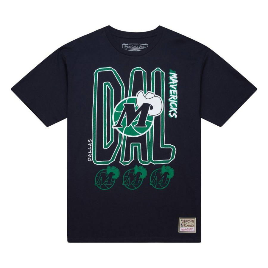 Mitchell Ness x NBA 100% Cotton T Shirt Unisex Marine Blue