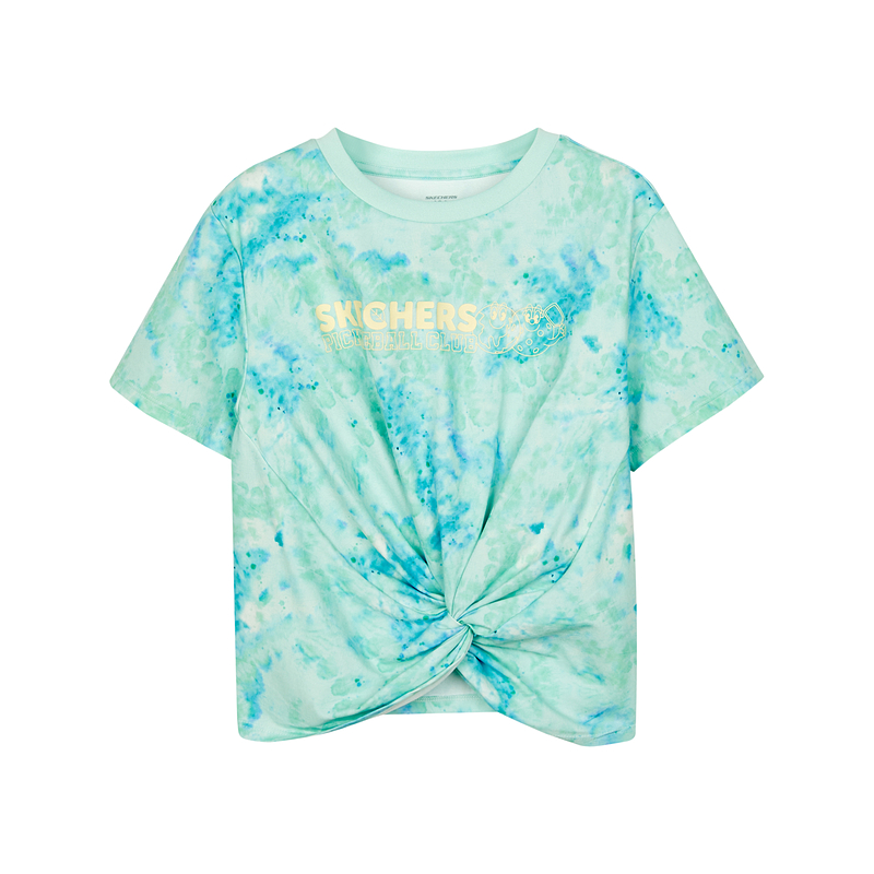 Skechers T Shirt Blue, Green, Cyan Tie Dye All Over Print Teenagers
