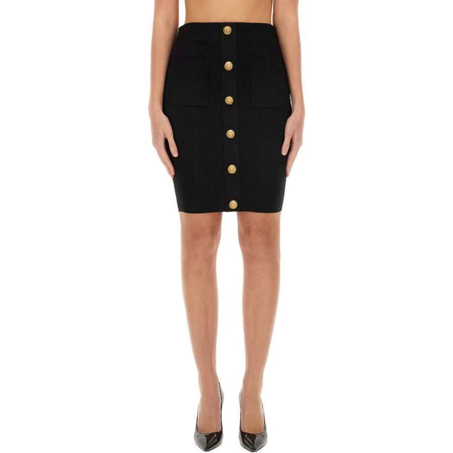 BALMAIN BALMAIN Herringbone Patterned Pencil Skirt