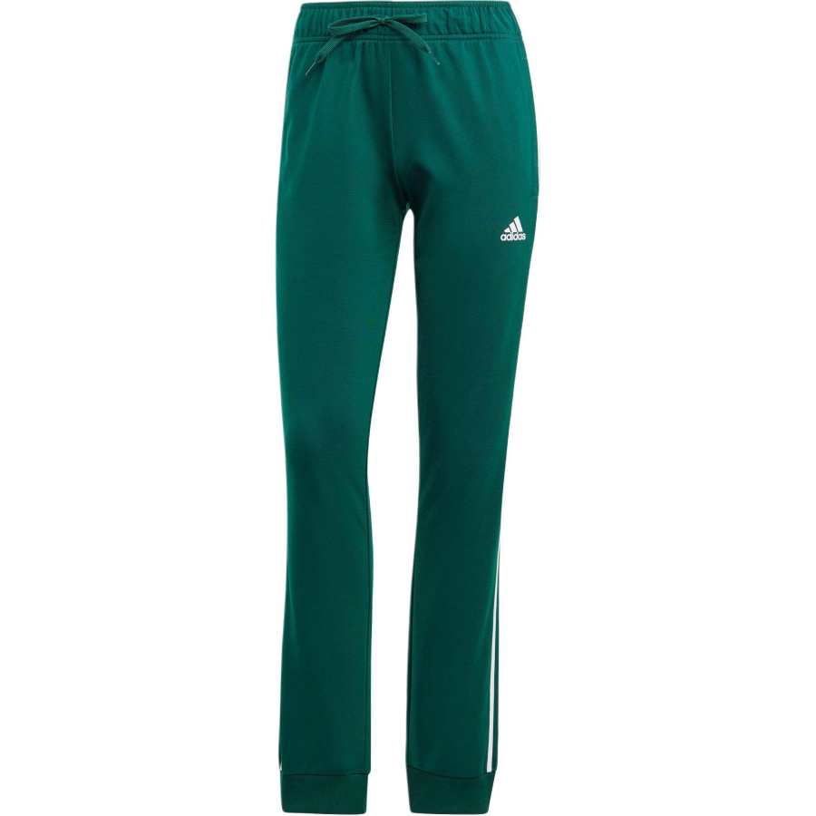 Adidas Adidas Women's Primegreen Essentials Warm Slim Tapered 3 Stripes Track Tracksuit Bottoms Collegiate Green/White
