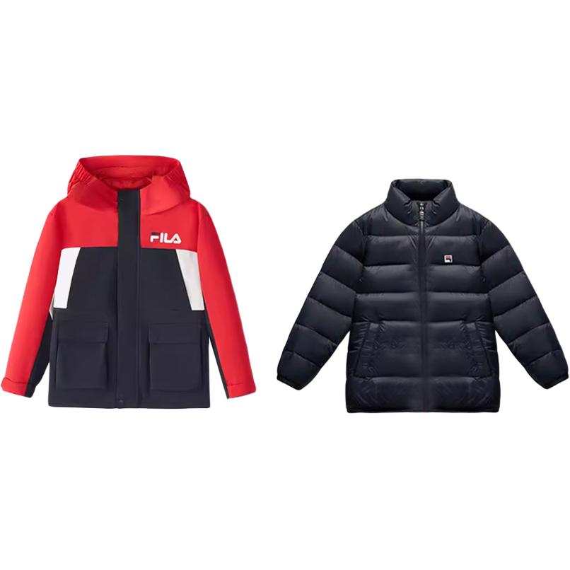 FILA KIDS Letter Loose Fit Moderate Regular Edition Duck Down Jacket Teenagers Legend Blue