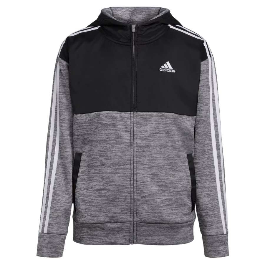 Adidas Adidas Jackets & Coats MÉLANGE MIX FLEECE HOODED JACKET Charcoal Gray Teenagers