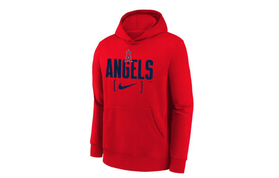 Nike Nike x MLB Sweatshirt Los Angeles Angels Letter Print Fleece Lined Casual Long Sleeved Red Teenagers