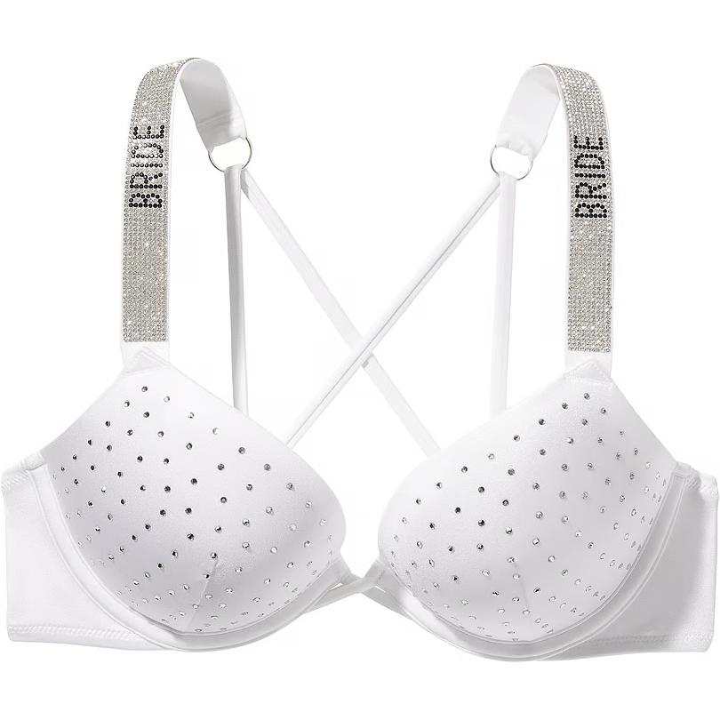 Victoria's Secret Shine Strap Bombshell Push Up Bikini Top/white Bikini Women's White