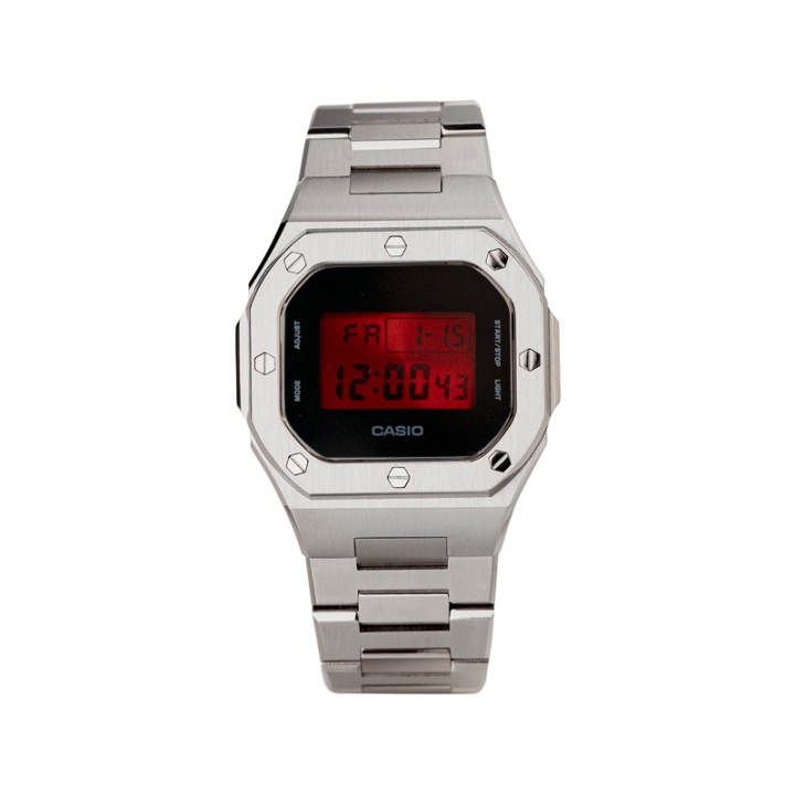 CASIO CASIO Custom Collection Quartz Movement Steel Strap Watch Unisex Red Watch Dial