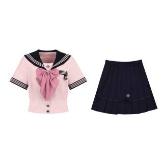 Aghr Two Piece Skirt Sets Women's Navy Collar Moderate Short