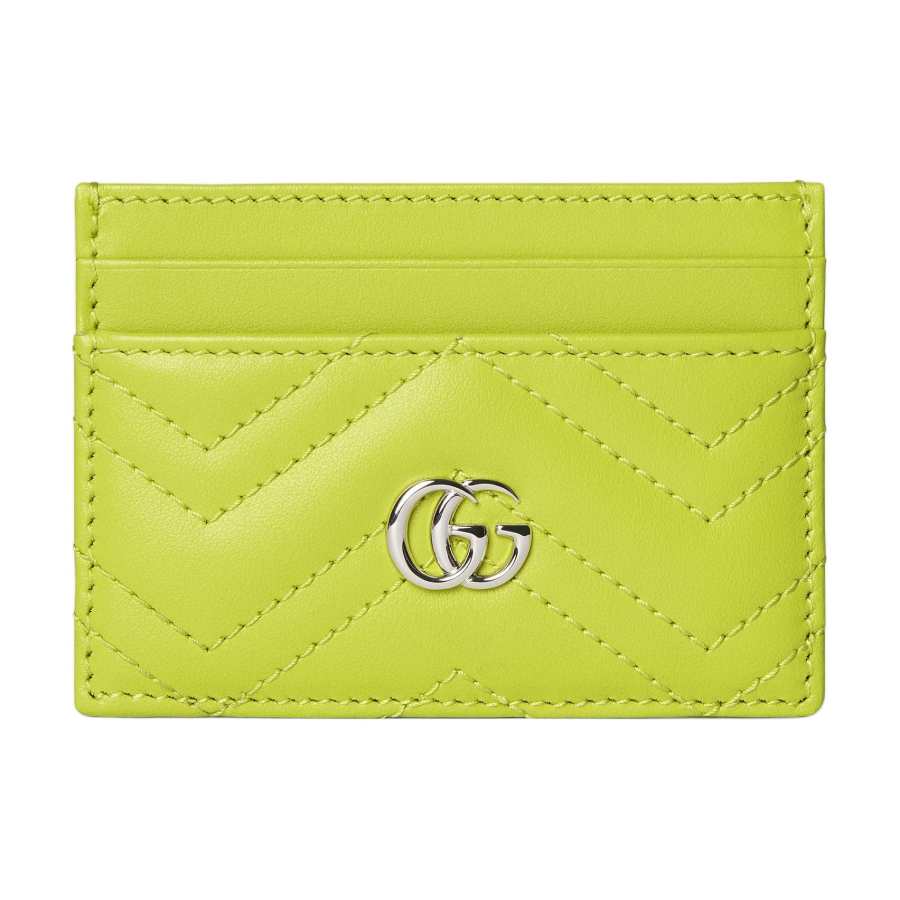 GUCCI GG Marmont Leather Card Holder Regular Women's Green
