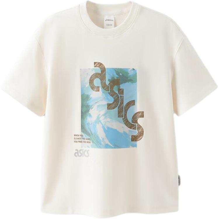 Asics Japanese Trendy T Shirt Ecru Teenagers