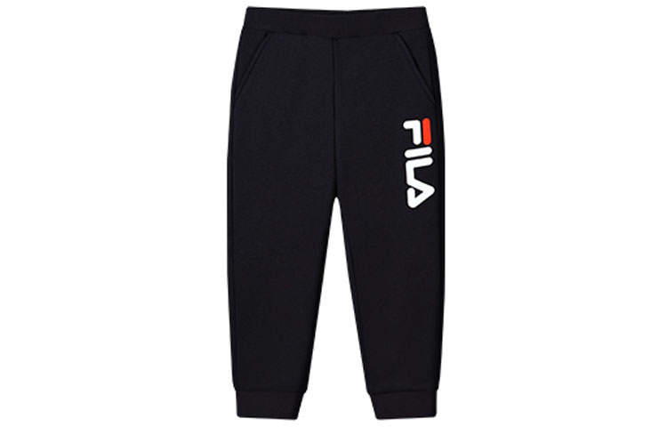 FILA KIDS Knitted Sweatpants Letter L Oh Wow Print Mid Rise Fleece Lined Straight Fit Casual Legend Blue Kids'