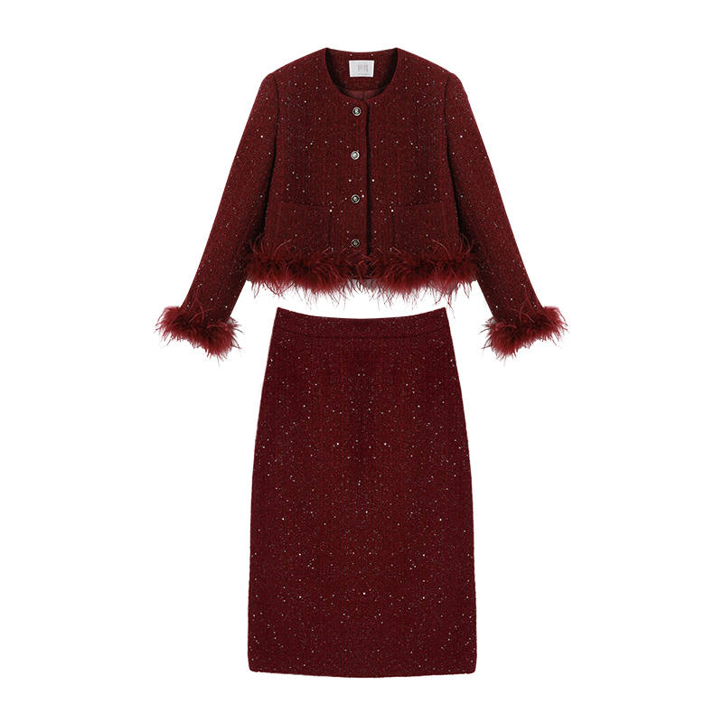 XIANGYING Skirt Set Women's Red