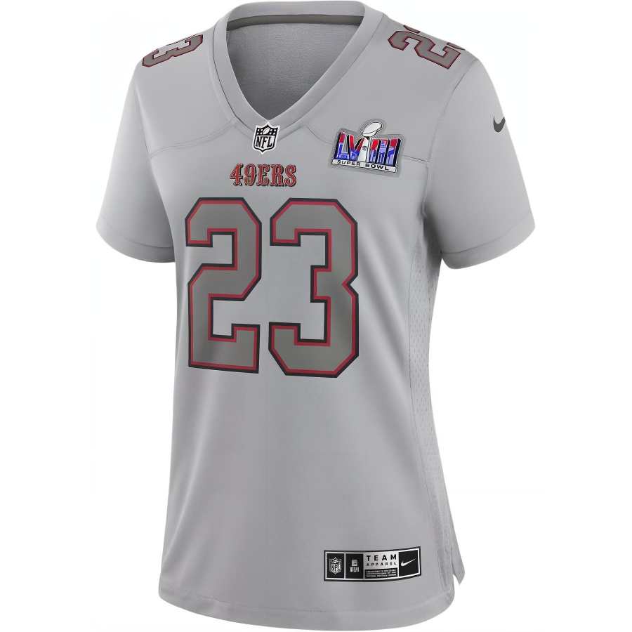 Nike Nike Christian McCaffrey San Francisco 49ers Super Bowl LVIII Soccer Jersey Women's Gray