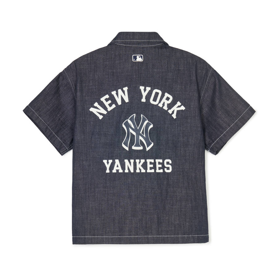 MLB Letter Kids' Denim Shirts Spring Summer Autumn Kids' Navy Blue