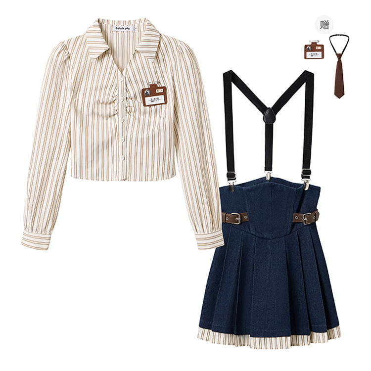 FABRIC PIG Two Piece Skirt Sets Women's Lapel Moderate Short