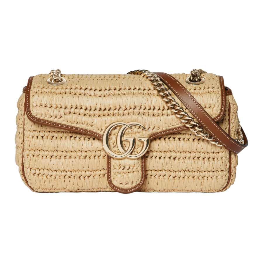 GUCCI GG Marmont Viscose Shoulder Bag Medium Women's Beige