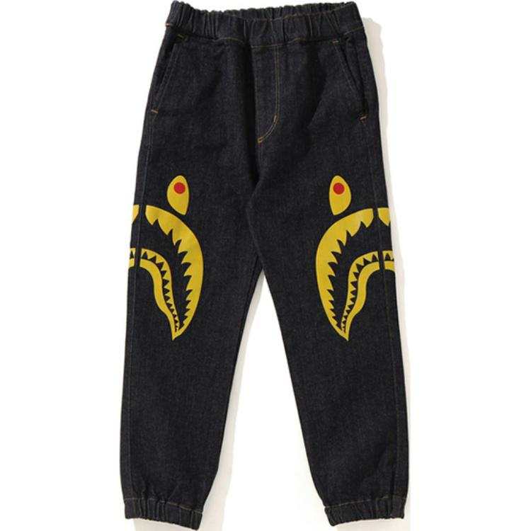 A BATHING APE Jeans Shark Series Dark Blue Kids'