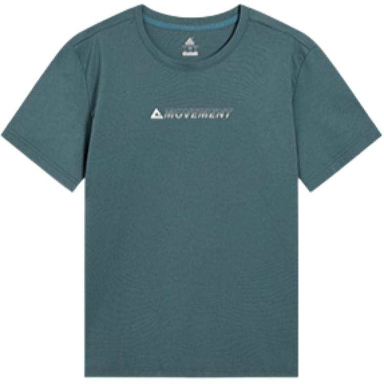 PEAK T Shirts Men's Turquoise Crew Neck Moderate Straight Fit