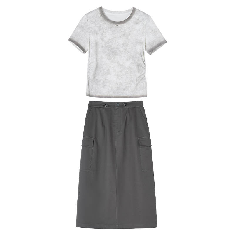 XIANGYING Skirt Set Women's Medium Gray