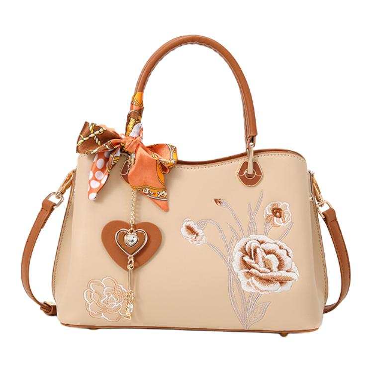 PAYOT Microfiber Synthetic Leather Shoulder Bag, Handbag Women's Apricot