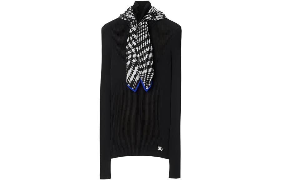 Burberry scarf-detail ribbed jumper