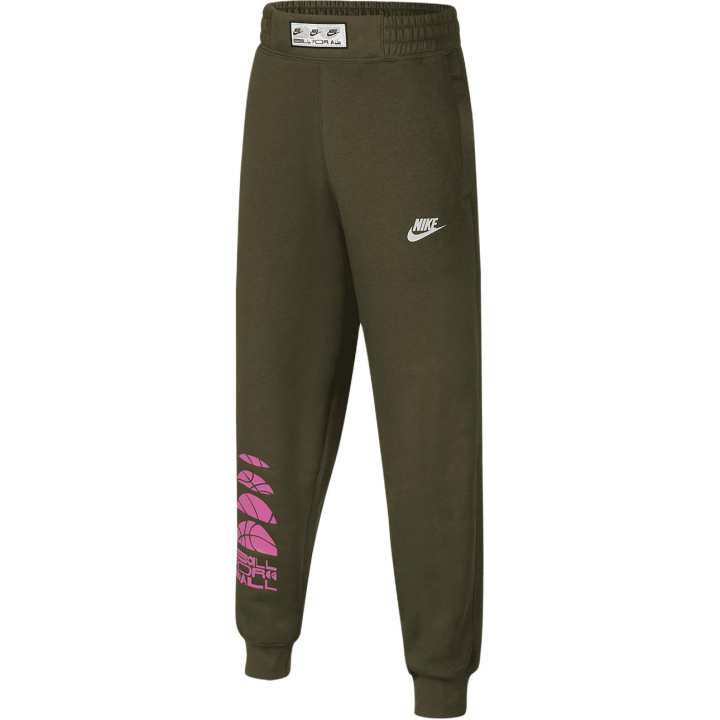 Nike Nike Knitted Sweatpants Logo Print Fleece Lined Loose Fit Khaki Green Kids'