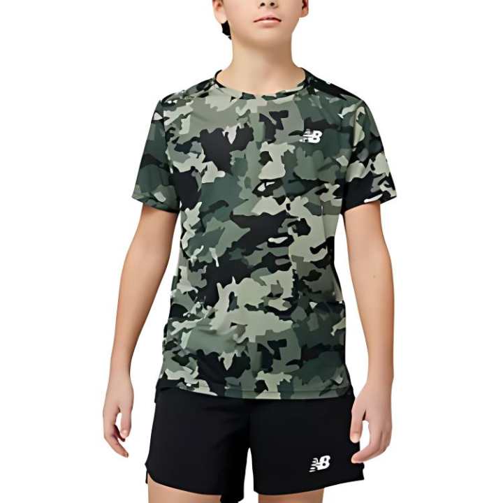 New Balance New Balance T Shirt Green Camouflage Teenagers