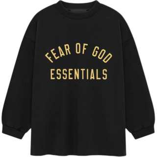 Fear Of God Essentials T Shirt FW24 Kids Jersey Long Sleeve Tee Obsidian Black/BLACK Kids'