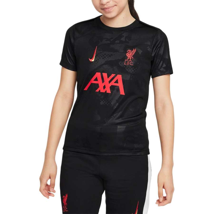 Nike Nike LiverpoolFC T Shirt Black/Chromium Yellow/Global Red Teenagers