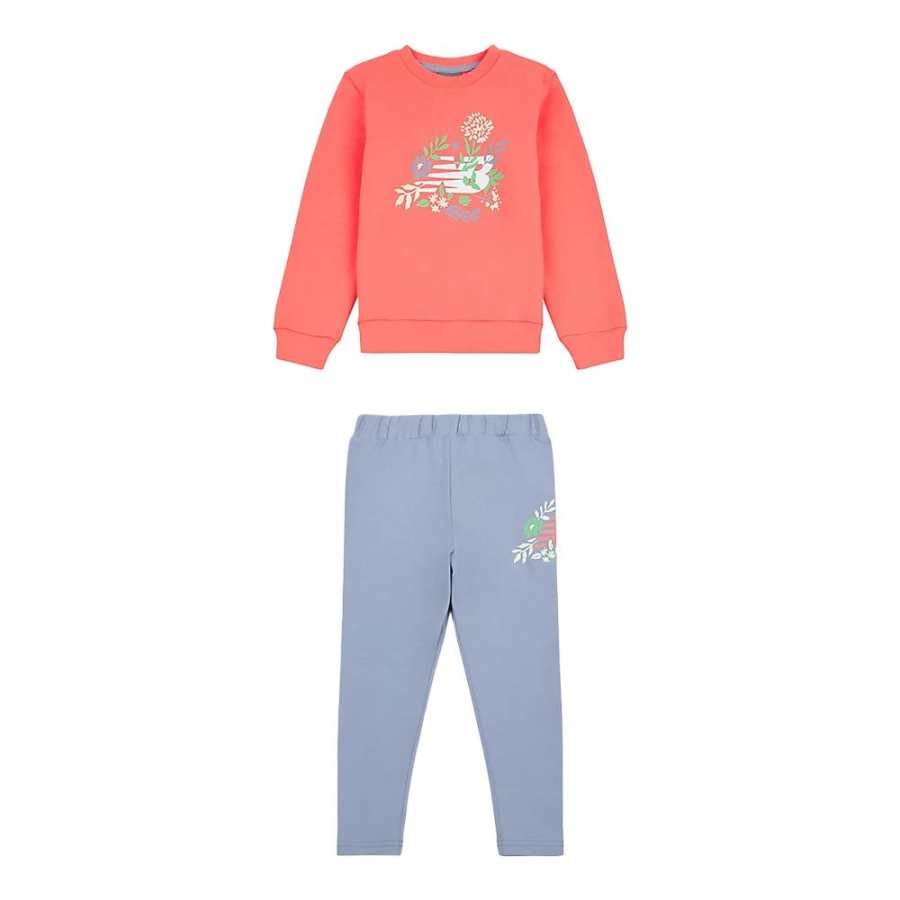 New Balance New Balance Casual Sportswear Set Orange Top+Blue Bottom Children Aged 3 7 Years Old