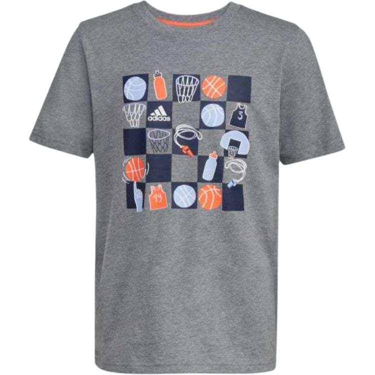 Adidas Adidas T Shirt Kids' Apparel Ss Slam Dunk Htr Tee Gray Kids'