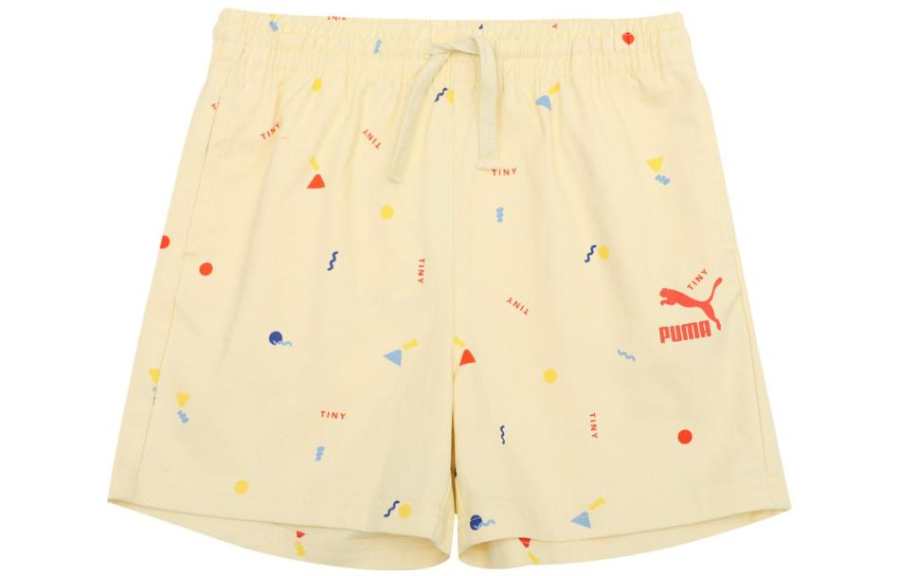 PUMA Tiny X Puma AOP Shorts Kids' Beige Yellow