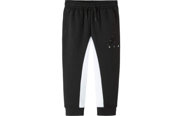 Jordan Jordan Sweatpants Logo Decoration Thickened And Fleece Lined Patchwork Casual Kids' Jet Black