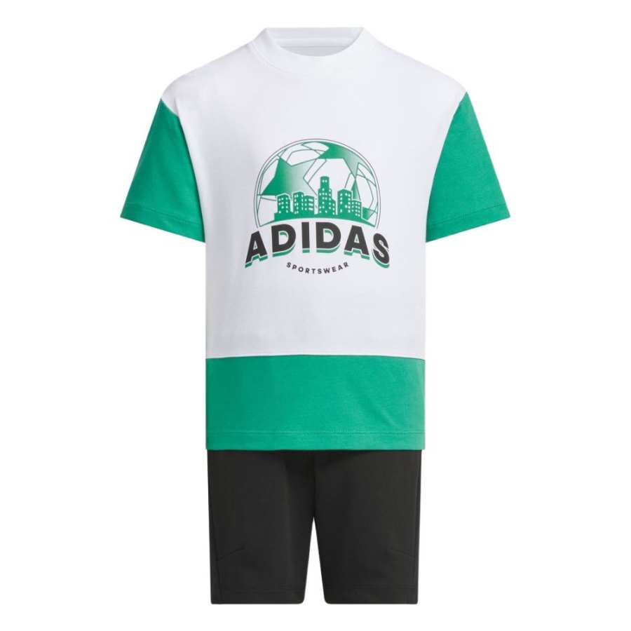 Adidas Adidas Casual Sportswear White/Light Lawn Green/Black Children Aged 3 7 Years Old